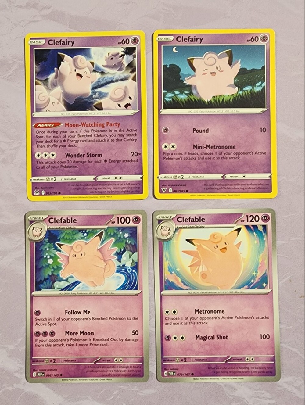 Clefairy & Clefable Pokémon Card Lot – 4 Different Cards